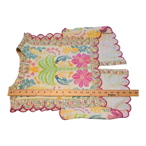 Farmrio Fruits Queen Crop Top 100% Linen Womens Size Medium Embroidered Tropical - Picture 8 of 10